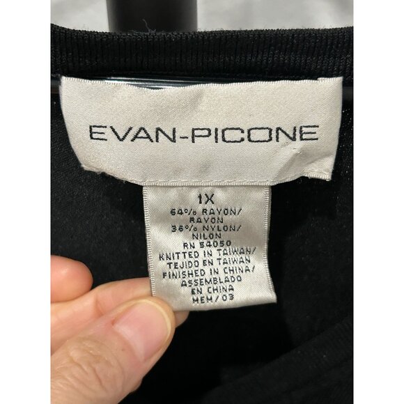 Evan-Picone Womens Black Sleeveless V-Neck Sweater Tank Top Sz 1X - Picture 5 of 8